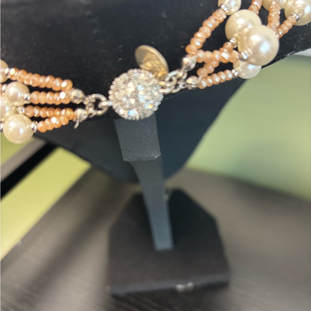 Convertible Multi-Layer Pearl & Crystal Necklace by Saachi - Picture 3 of 5